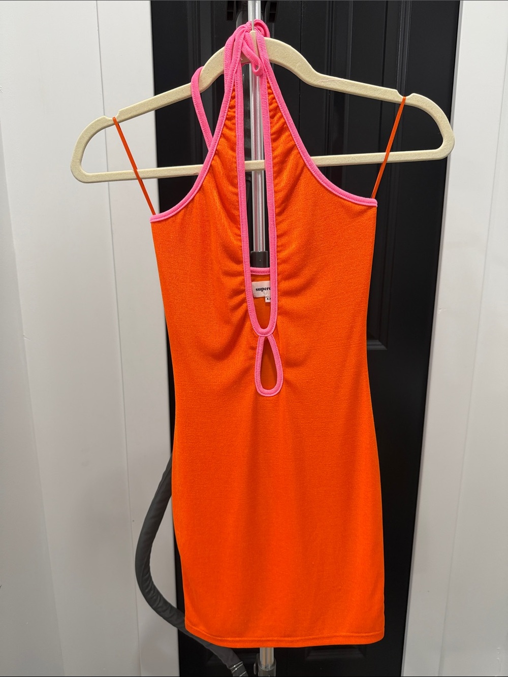 superdown Neon Orange Mini Dress with Pink Trim